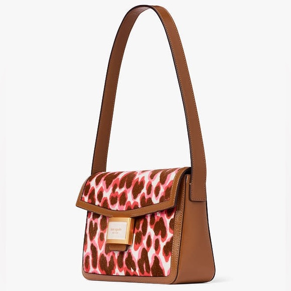 ♠️kate spade Katy Leopard Haircalf Medium Shoulder Bag, Pink Multi NWT - Picture 4 of 8
